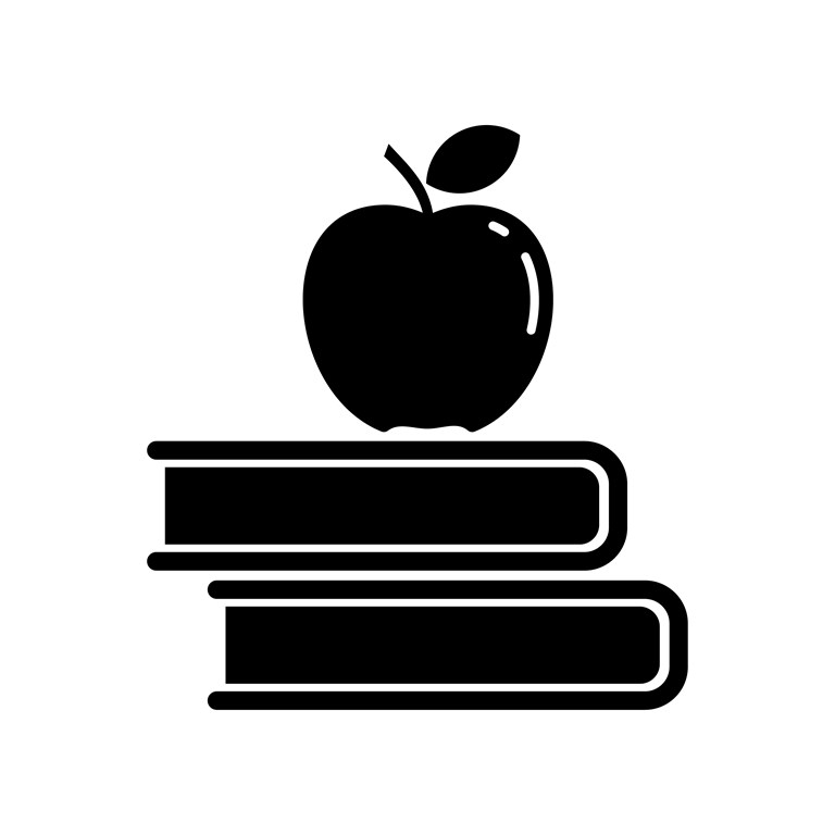 Apple with books